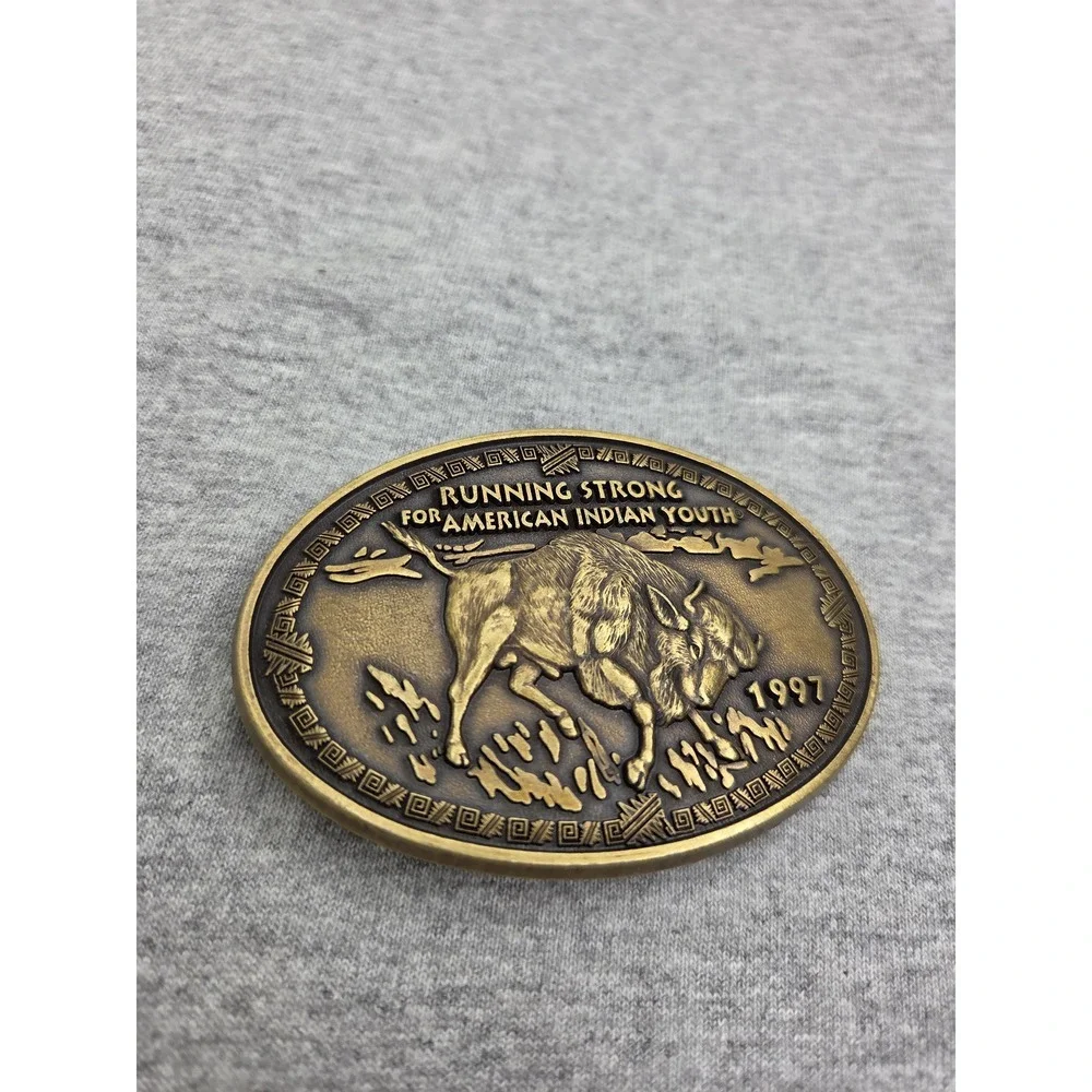 1997 Running Strong for American Indian Youth Brass Belt Buckle